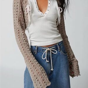 Urban Outfitters bow crochet shrug cardigan